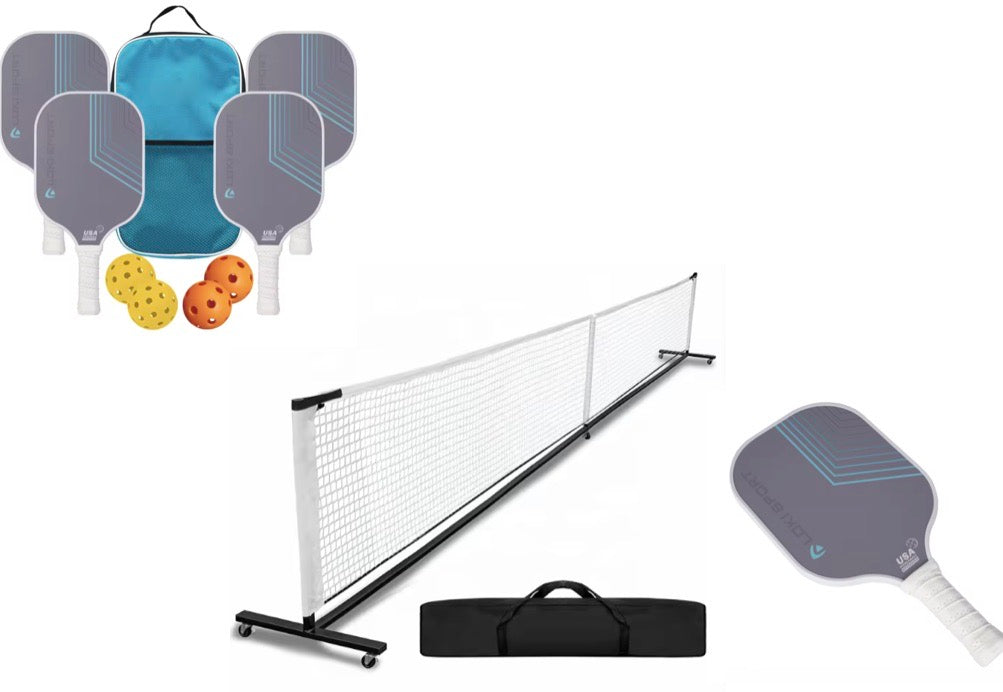 Découvrez le Kit Pickleball Ultime : Raquettes en Fibre de Carbone et Filet Portable