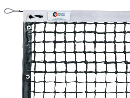 Filet de tennis tressé Ø4mm 6 mailles doubles avec bandes PVC et barres de cadrage